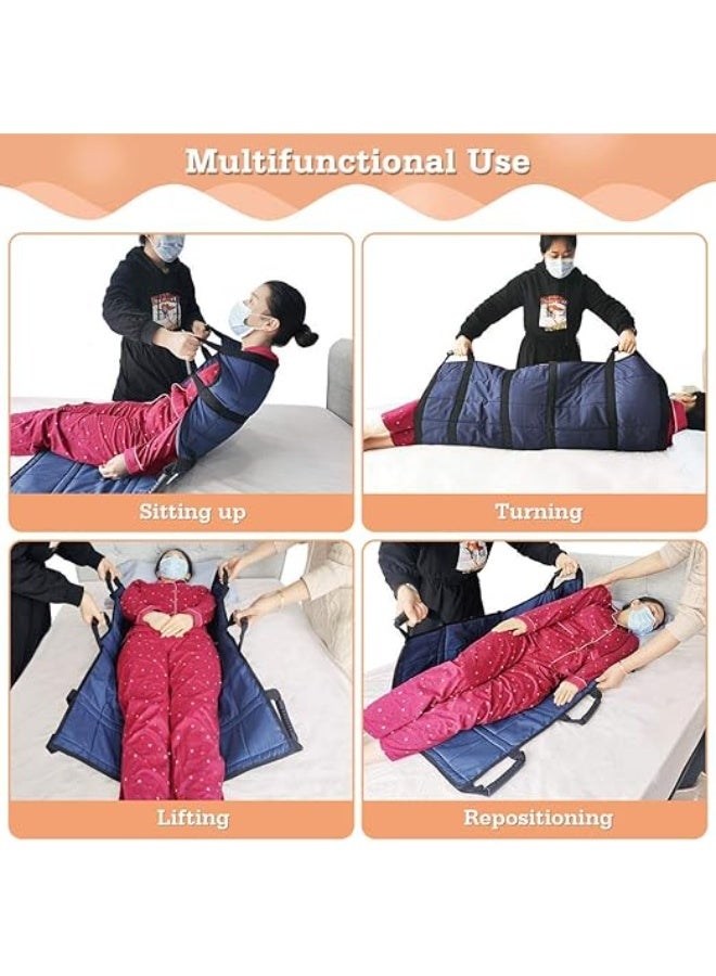 ملاية مرتبة بنمط لوح لنقل وتحريك المريض بطبقات منزلقة وتصميم متوافق مع سرير المستشفى لشخص طريح الفراش، مناسب لمنع تقرحات السرير وسهولة تغيير الموضع لكبار السن 6 مقابض - Image 5